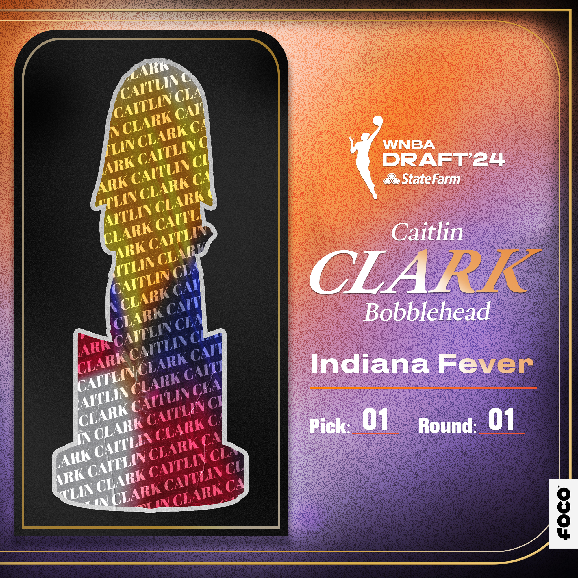 Caitlin Clark Indiana Fever Draft Night Bobblehead