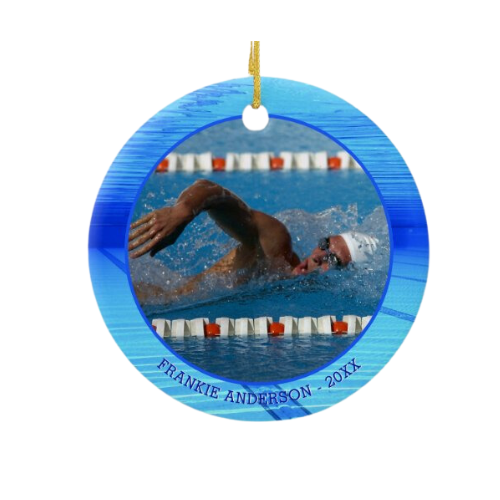Swimming Photo Personalized Keepsake Ceramic Ornament - Best Gifts for Swimmers