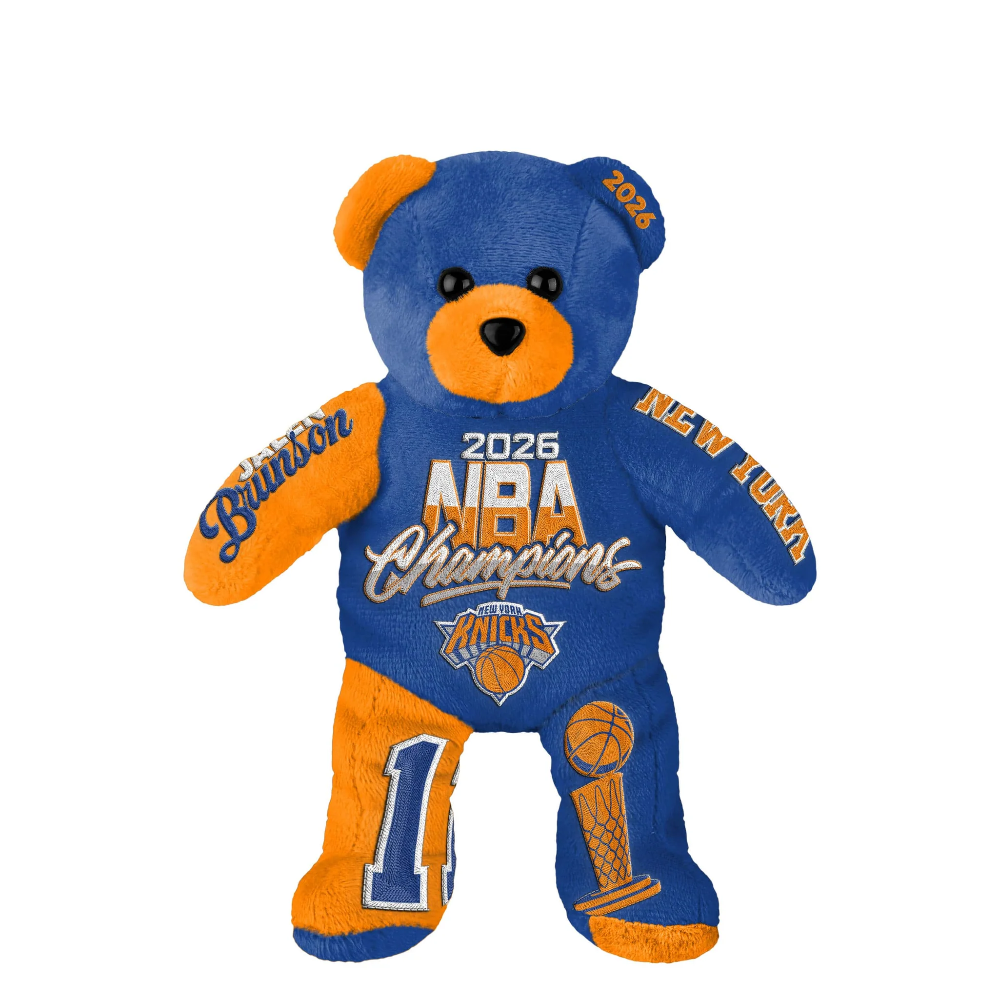Jalen Brunson New York Knicks 2026 NBA Champions Team Beans Embroidered Player Bear