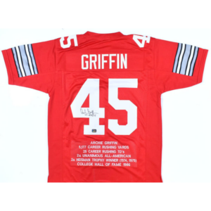 Archie Griffin Autographed Ohio State Buckeyes Red Custom Stat Jersey