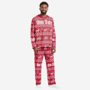 Ohio State Buckeyes Mens Ugly Pattern Family Holiday Pajamas